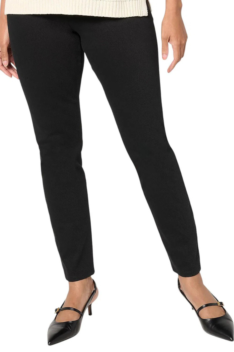 Women with Control Tummy Control Women's Stretch Denim Pant Black - Petite